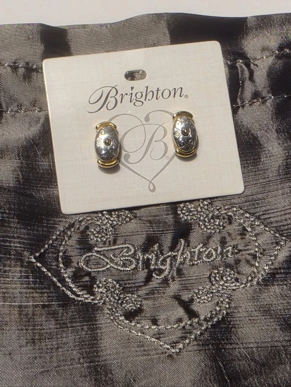 Brighton Mixed Metal Two-Tone Silver and Gold Scroll Stud Earrings New